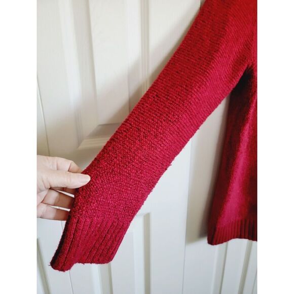 J. Jill L Sweater Women's Long Sleeve‎ Red Heavy V-Neck Large Speckled Soft - Picture 5 of 7
